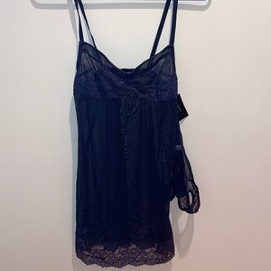 NWT Blush Dark Blue Sheer Chemise